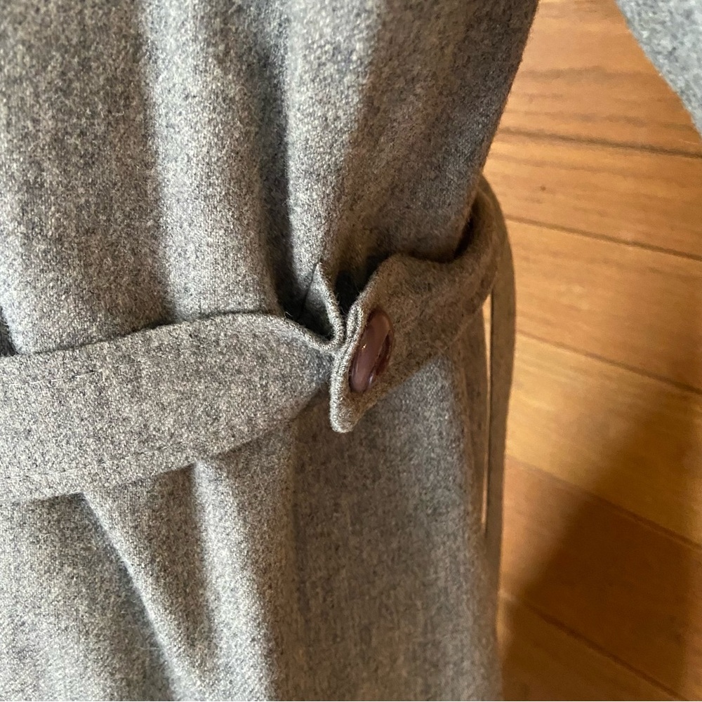 Vintage Gray Wool Belted Trench Coat - Picture 5 of 6